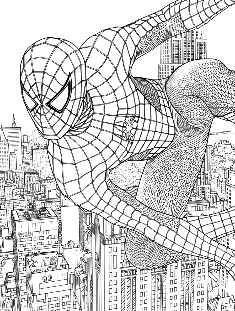 spiderman color page - printable coloring pages