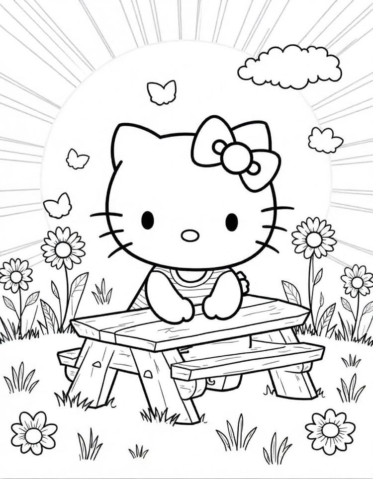cute hello kitty coloring pages - coloring page